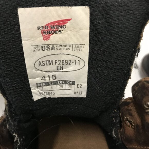RED WING 415 DynaForce 6" ASTM Brown Leather Work Boots Mens 7/39 Made USA - Picture 4 of 10